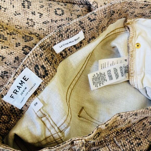 FRAME Le Crop Mini Boot Jeans – Leopard Print, Snake Print Denim, Sz 28 - Picture 6 of 8